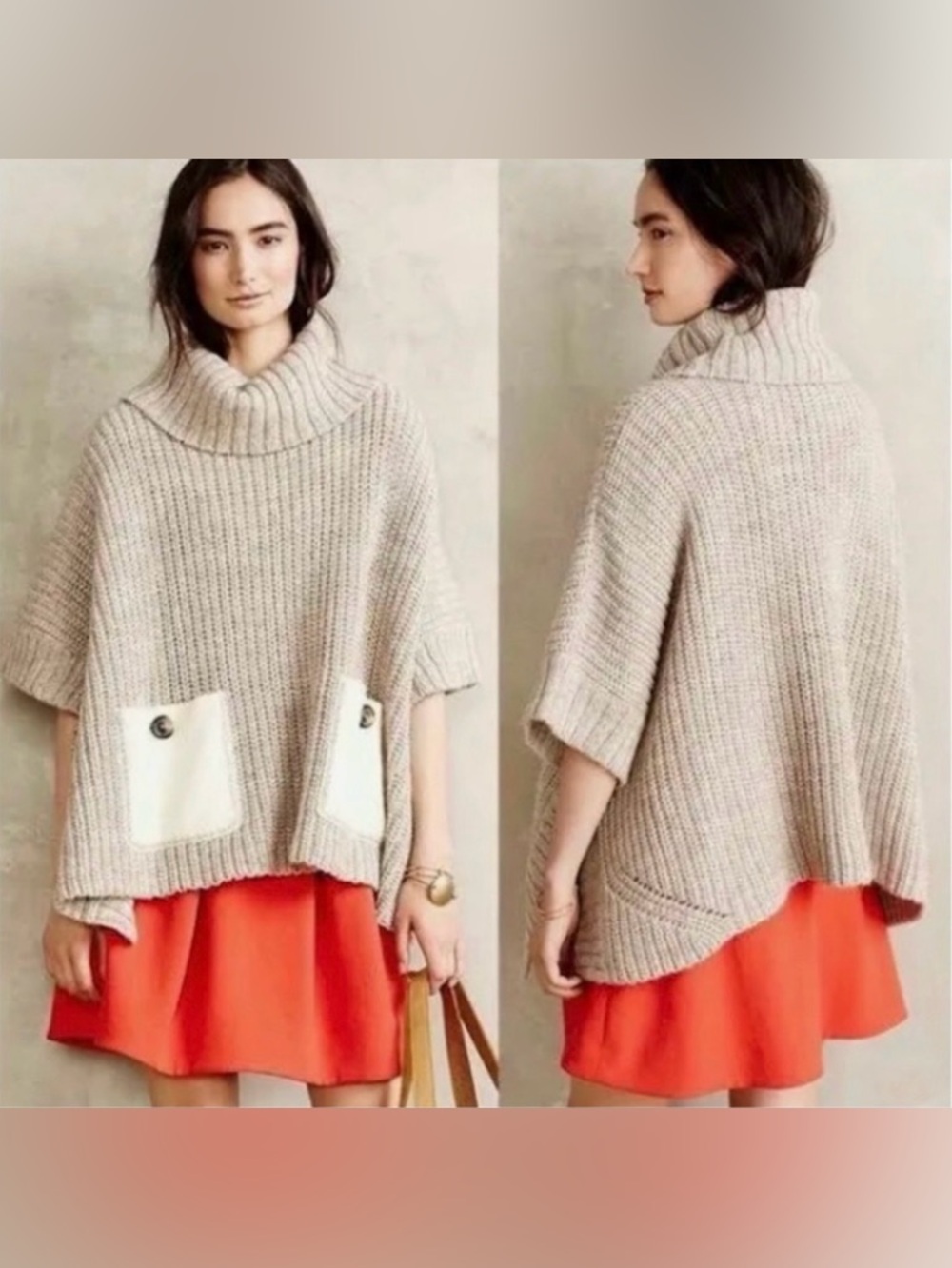 Anthro Moth Westwind Alpaca Wool Poncho Sweater